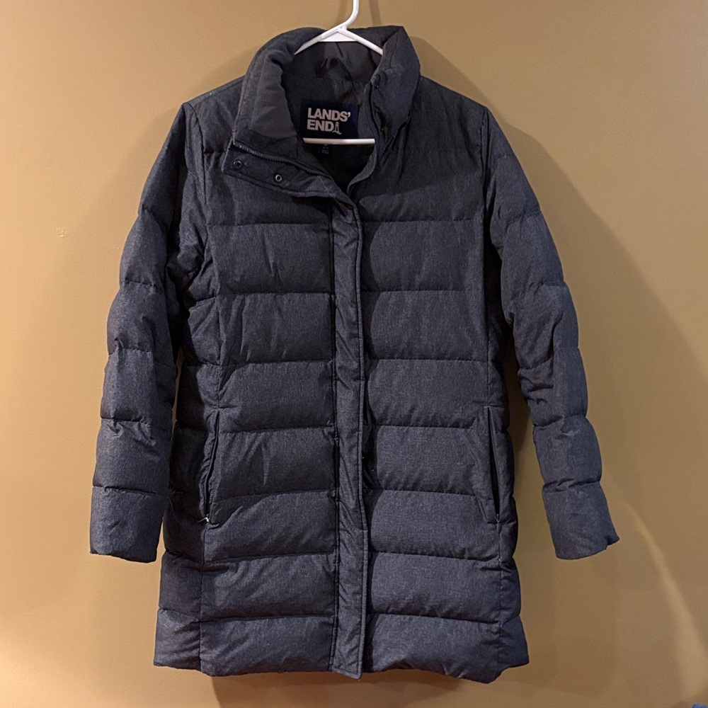Lands' End Women's Grey Puffer Coat